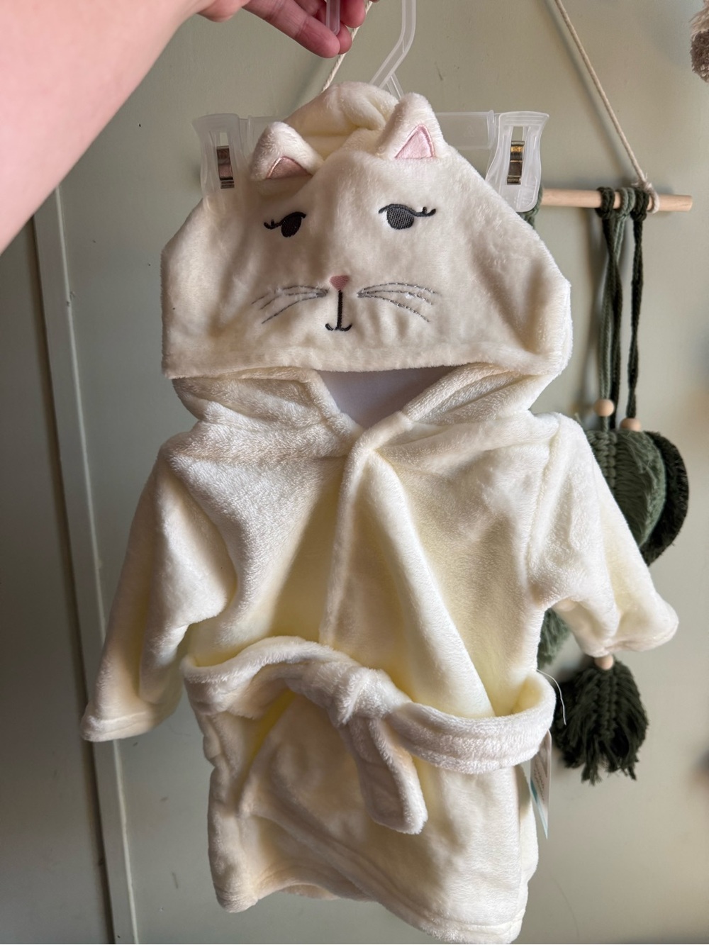 NWT Hudson Baby Kids Plush Cat Hooded Pajama Robe - Cream